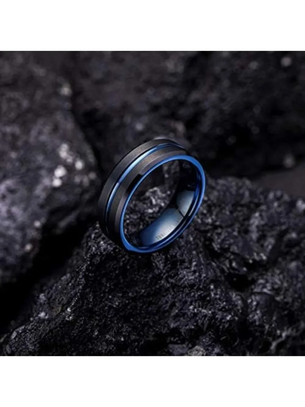 Stylish Men's Tungsten Ring - Two Tone Grooved Design, Durable & Modern Fashion